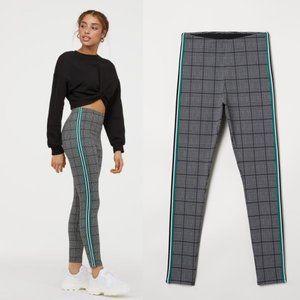 H&M Plaid Leggings with Side Stripes